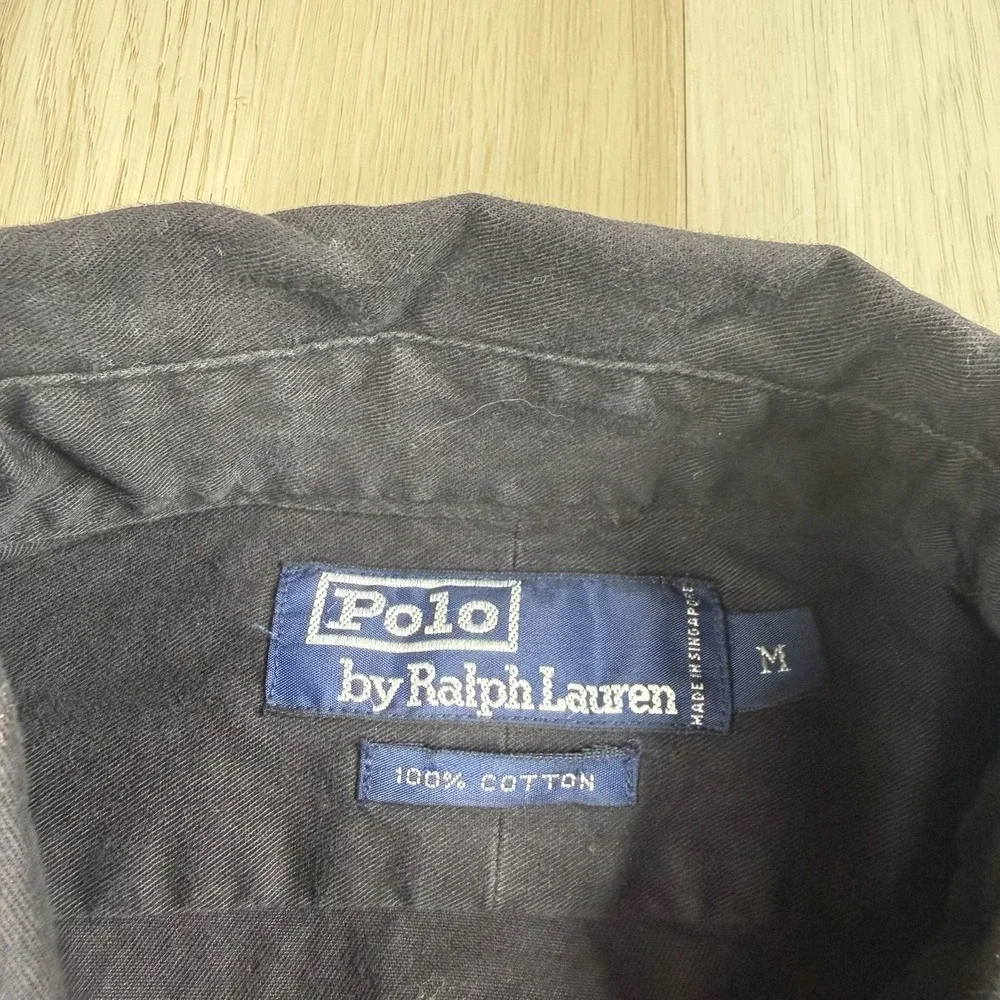 VTG Polo Ralph Lauren Military Shirt Black Nautical Cargo Baggy 90s Mens Medium